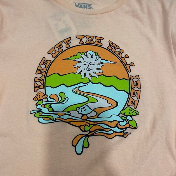 Vans NWT XS Peach Graphic Tee | Surf Sun Retro Off The Wall T-Shirt - Picture 6 of 6